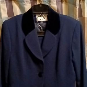 FINAL PRICE KASPER 100% wool navy 2-pc long sleeve skirt suit Sz 8